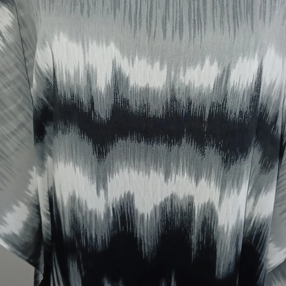 NWOT Chico's poncho. Size S/M, black, grey and white print. - Picture 2 of 7